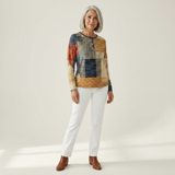 Thea - Pull patchwork ocre e azul
