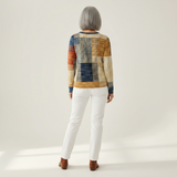Thea - Pull patchwork ocre e azul