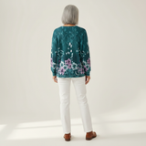 Yolande - Pullover turquesa com flores