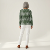 Inès - Pull verde com floresta de pinheiros