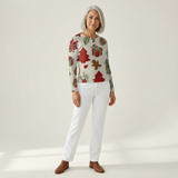 Olivia - Pullover de Natal com árvores de Natal e presentes