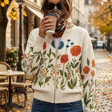 Juniper | Cardigan com fecho éclair em campo de flores selvagens
