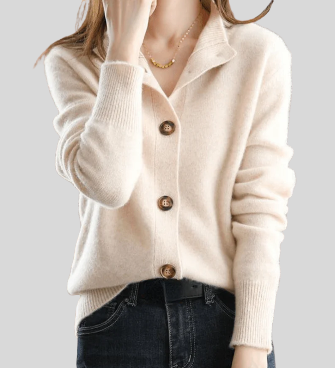 Claire | Cardigan em Cachemira Estilo Retro