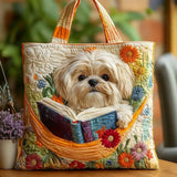 Bolsas Feitas à Mão - Shih Tzu com Livros e Flores