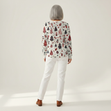 Anna - Pull de Natal branco com pinheiros e bolas