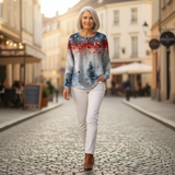 Alix - Pullover de Natal azul claro com árvore de Natal