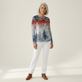 Alix - Pullover de Natal azul claro com árvore de Natal