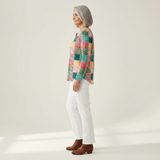 Agnes - Pulôver patchwork rosa e turquesa