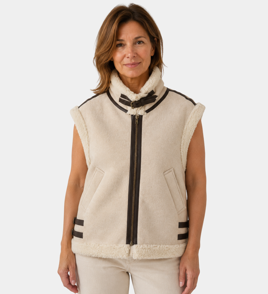 ADALSINDE | COLETE SEM MANGAS COM EFEITO SHEARLING