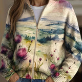 Marlowe | Cardigan com fecho éclair paisagem de cardo
