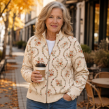 Vivienne | Cardigan com fecho éclair e padrão floral
