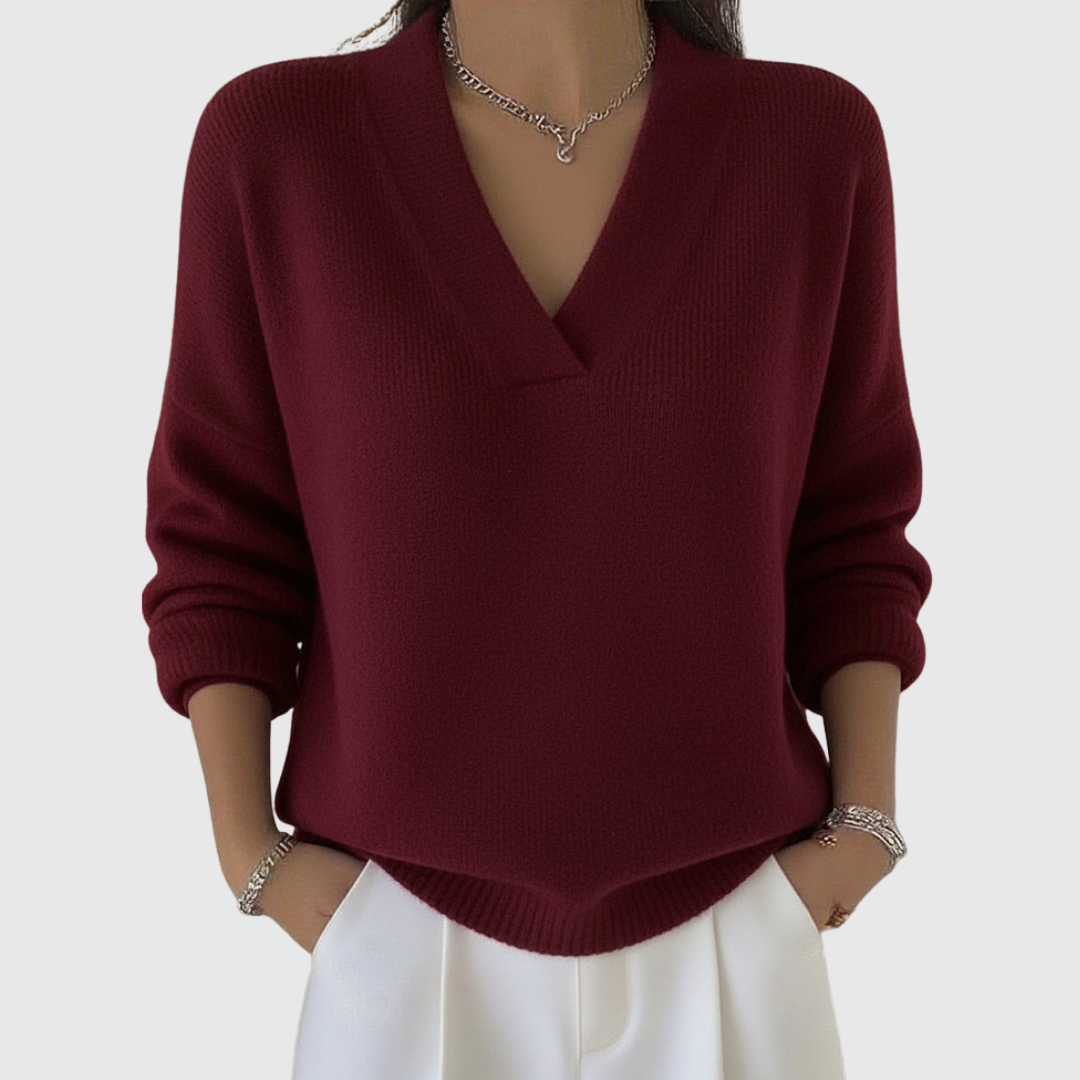 Faye | Pulôver de decote em V suave com estilo descontraído
