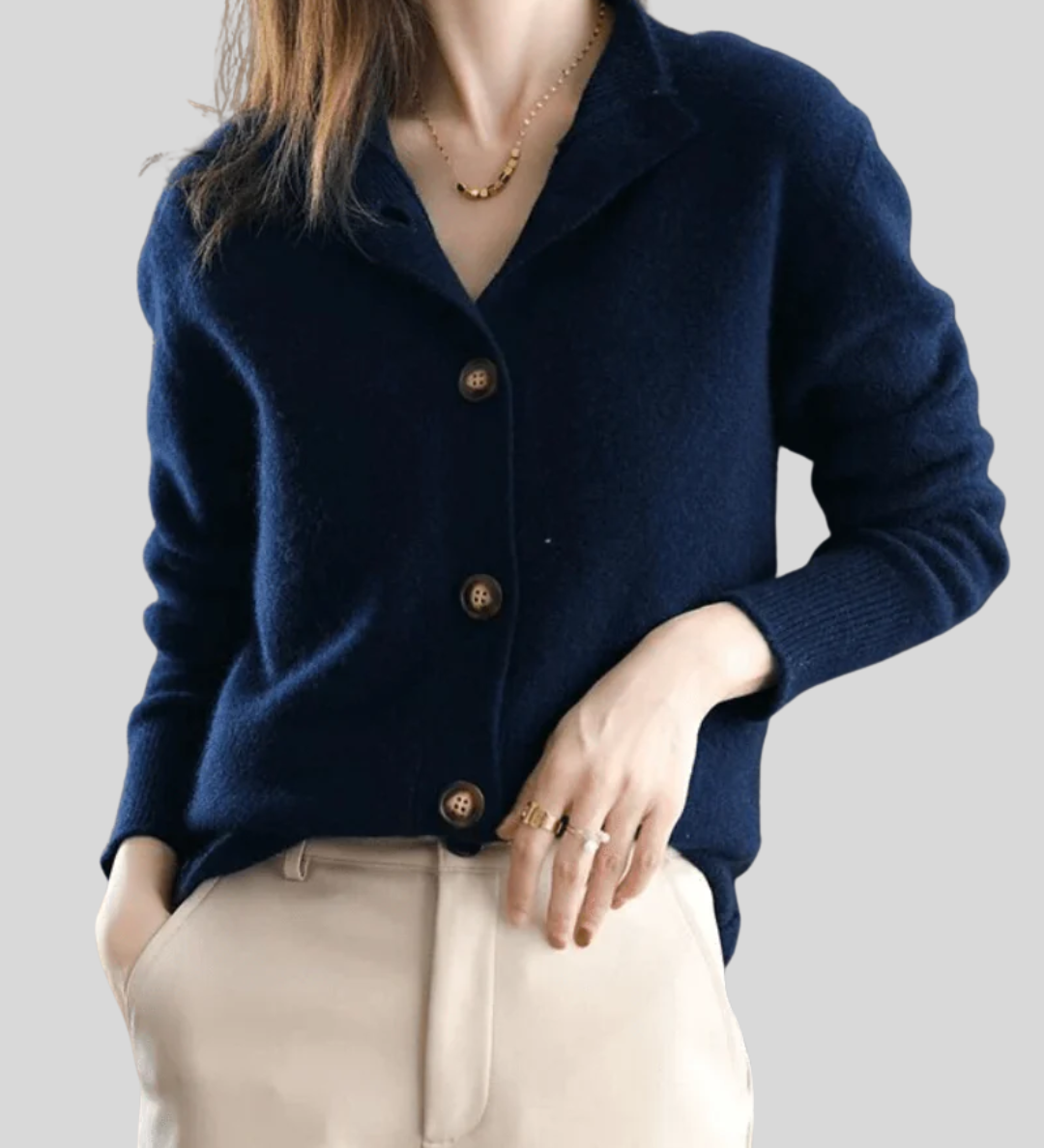 Claire | Cardigan em Cachemira Estilo Retro