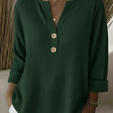 Lucía | T-shirt Henley texturizado com botões