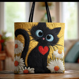 Bolsas Feitas à Mão - Bolsa Preta com Margaridas