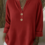 Lucía | T-shirt Henley texturizado com botões