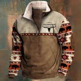 Benjamin | Fleece de meio zip com mangas com padrão castanho