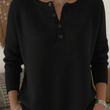 Helena | Pulôver de Tricot com Botões Henley