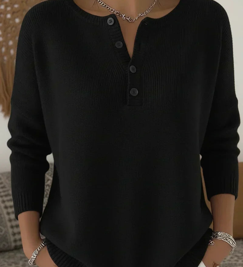 Helena | Pulôver de Tricot com Botões Henley