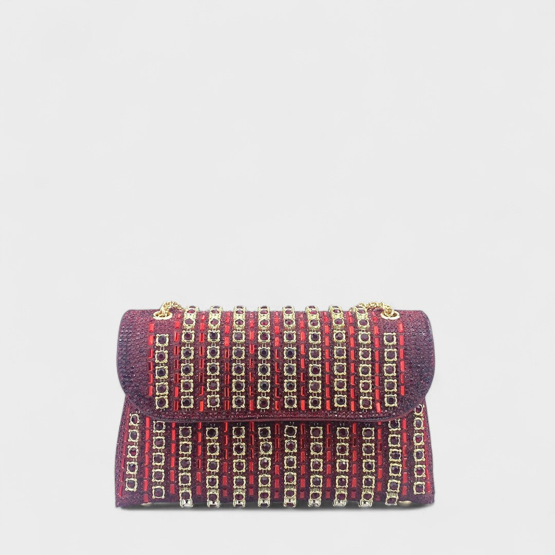 Claudia - Bolsa de ombro com corrente elegante e diamantes coloridos