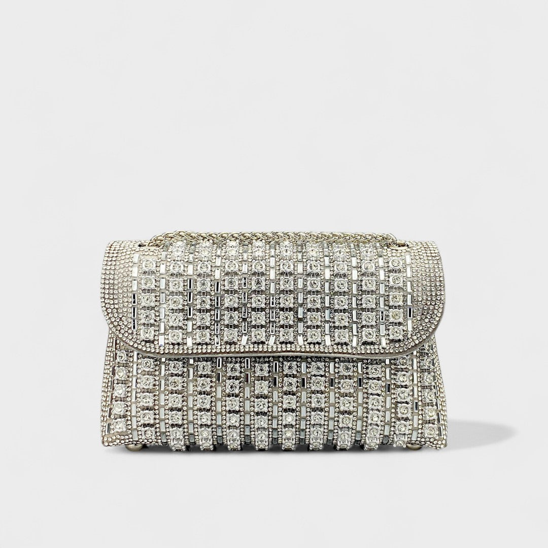 Claudia - Bolsa de ombro com corrente elegante e diamantes coloridos