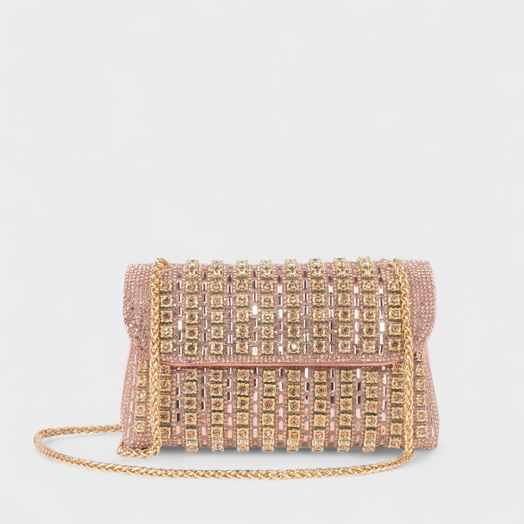 Claudia - Bolsa de ombro com corrente elegante e diamantes coloridos