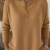 Helena | Pulôver de Tricot com Botões Henley