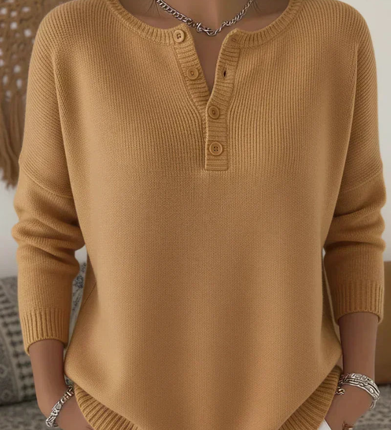 Helena | Pulôver de Tricot com Botões Henley