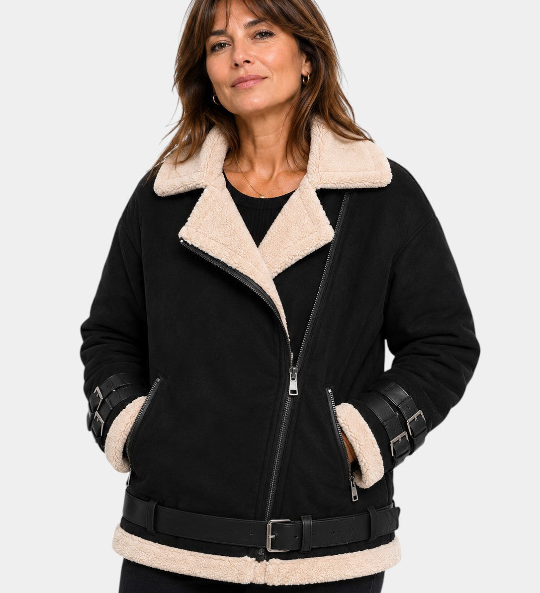 ESTÉLYA | MANTEAU EFEITO SHEARLING PREMIUM