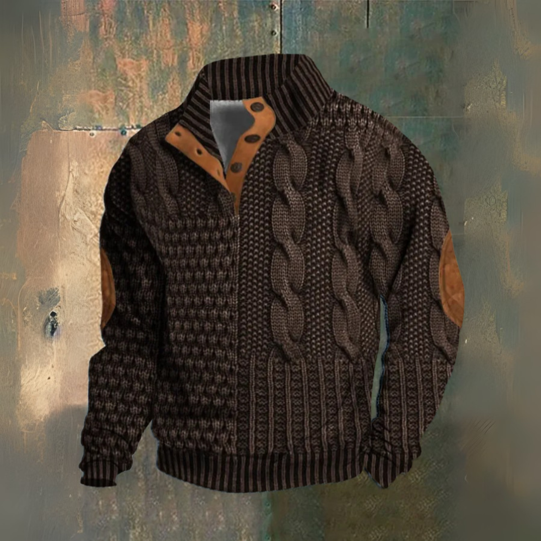 Elliot | Pullover de gola alta em malha torcida azul marinho