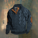 Elliot | Pullover de gola alta em malha torcida azul marinho