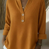 Lucía | T-shirt Henley texturizado com botões