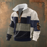 Marcus | Pullover demi-zip com gola contrastante cinza