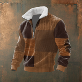 Marcus | Pullover demi-zip com gola contrastante cinza