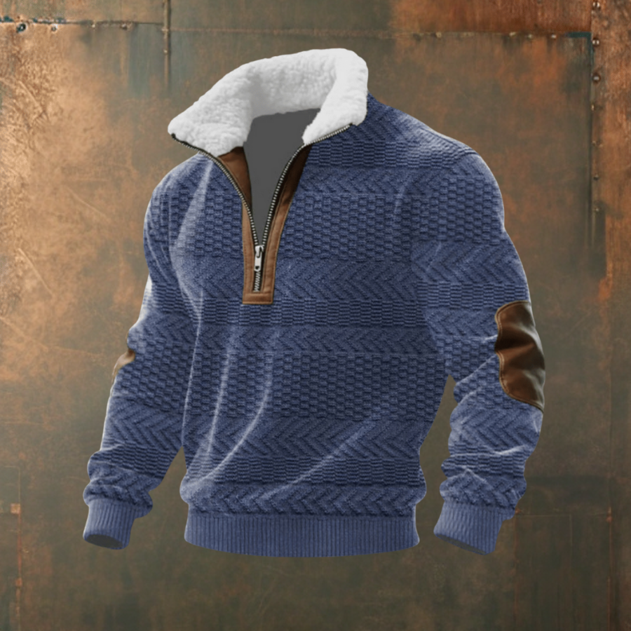 Marcus | Pullover demi-zip com gola contrastante cinza