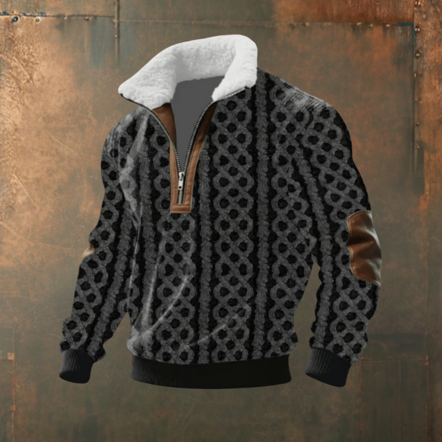 Marcus | Pullover demi-zip com gola contrastante cinza