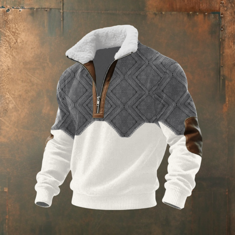 Marcus | Pullover demi-zip com gola contrastante cinza