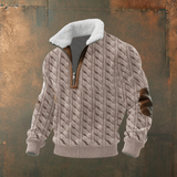 Marcus | Pull demi-zip com gola contrastante cinza
