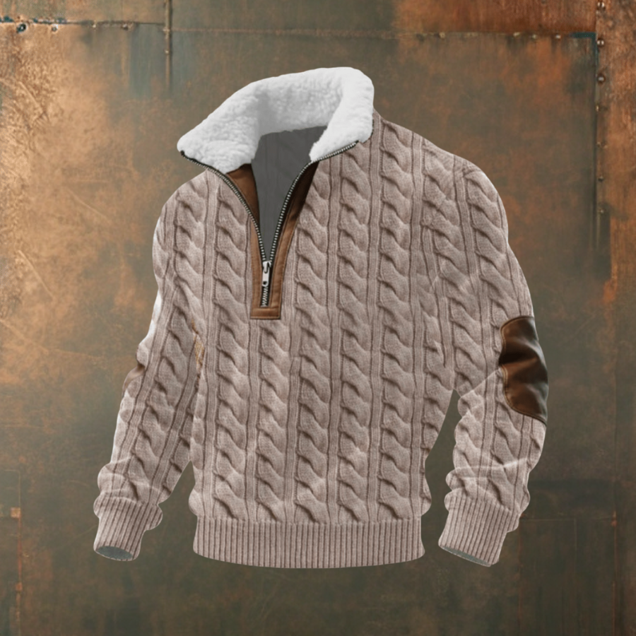 Marcus | Pullover demi-zip com gola contrastante cinza