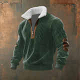 Marcus | Pullover demi-zip com gola contrastante cinza