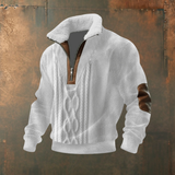 Marcus | Pull demi-zip com gola contrastante cinza
