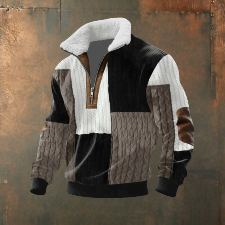 Marcus | Pullover demi-zip com gola contrastante cinza