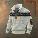 Marcus | Pullover demi-zip com gola contrastante cinza