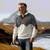 Marcus | Pullover demi-zip com gola contrastante cinza