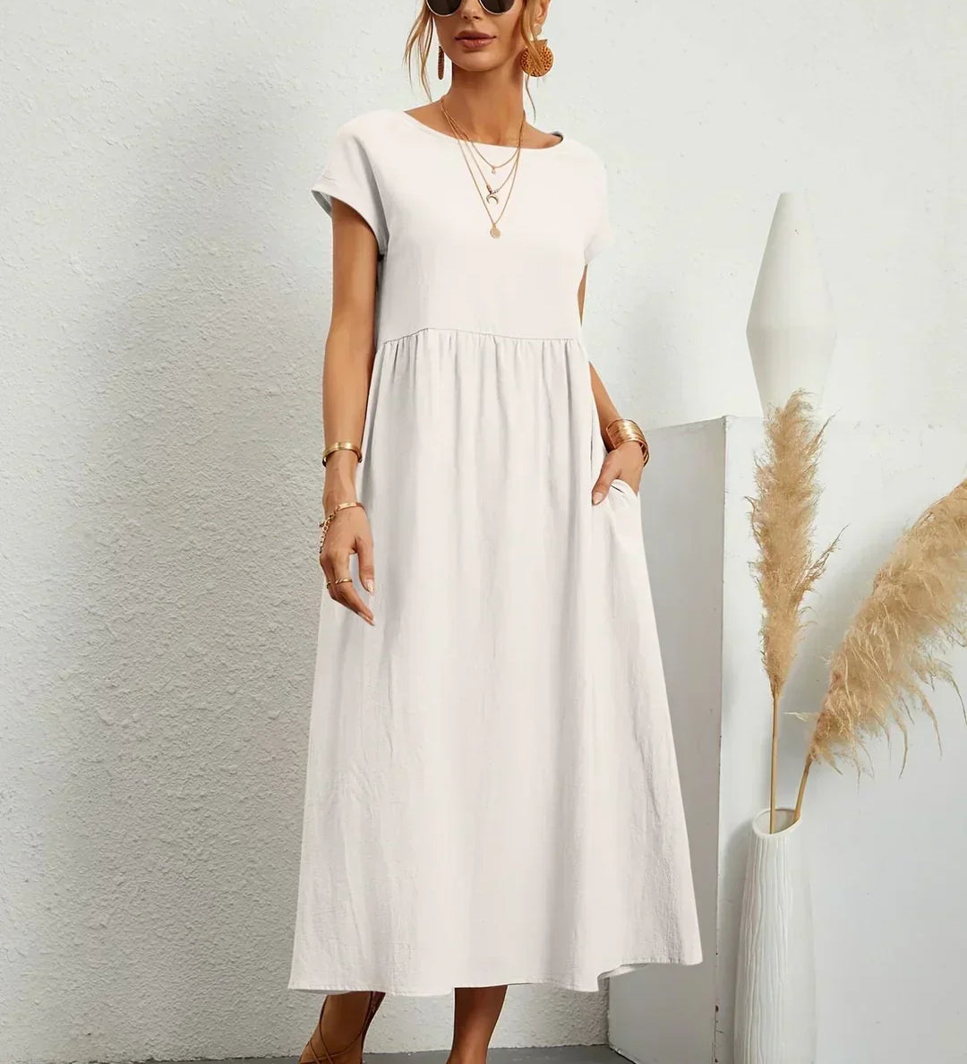 Gabriela - Vestido Elegante Midi Fluído Intemporal