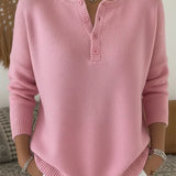 Helena | Pulôver de Tricot com Botões Henley