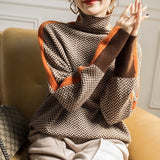 Eleanor | Pullover de Gola Alta Herringbone Luxe