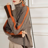 Eleanor | Pullover de Gola Alta Herringbone Luxe