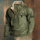 Samuel | Sweatshirt de gola alta estilo rancho verde-oliva com meia-zíper