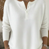 Helena | Pulôver de Tricot com Botões Henley